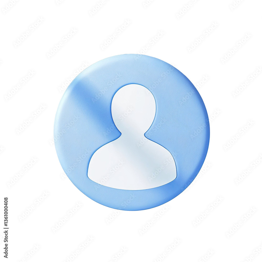 Poster a serene blue profile icon representing digital identity and online connection, subtly textured with