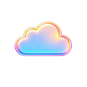 A vibrant, iridescent cloud symbolizing digital freedom and limitless potential, with a glossy, 3D effect against a white background.