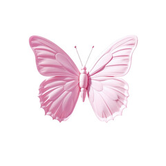 A delicate blush pink butterfly, a symbol of gentle transformation and new beginnings, floats serenely against a bright white background.