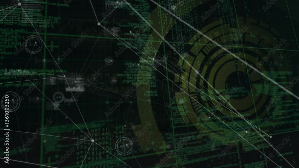 Poster animation of digital data forming complex network patterns and structures