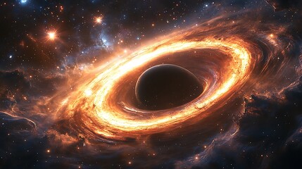 Obraz premium A spaces with some plants and stars and black hole and some spaceship