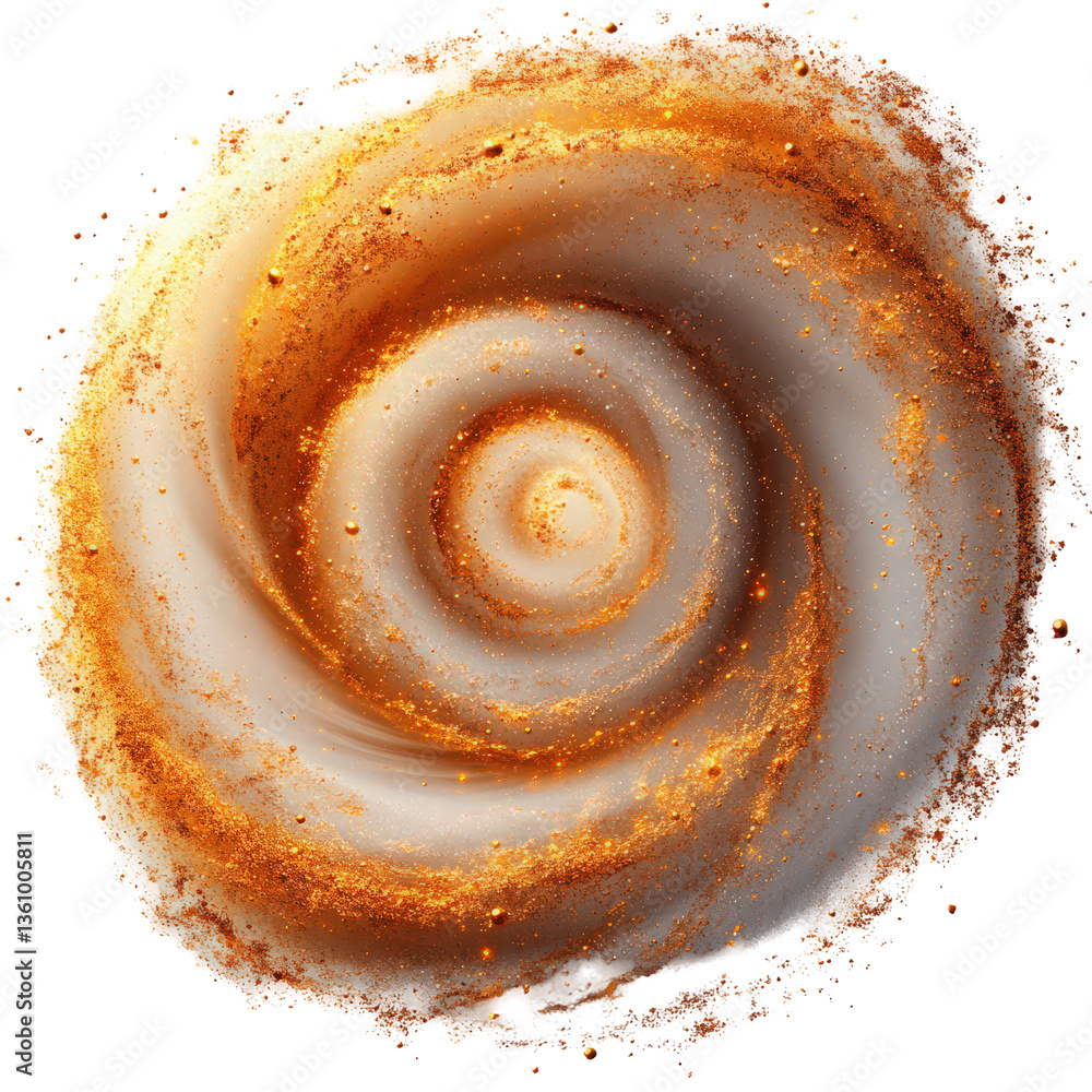 Poster golden vortex abstract illustration with a swirling pattern on a transparent background