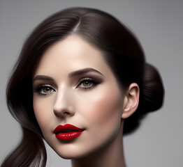 Fototapeta premium A beautiful woman poses for a, showcasing her striking blue eyes,generative ai