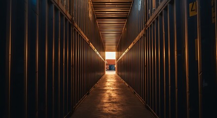 Perspective view of storage containers - confinement and repetition - suitable for industrial design or logistics presentation
