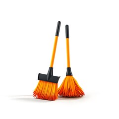 3d Broom and dustpan logo render