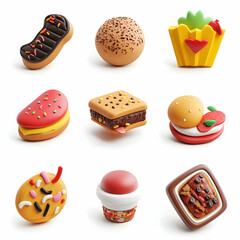 Assorted 3D Food Icons for Digital and UI Design