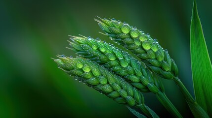 Naklejka premium Lush green plants in Spring rain.