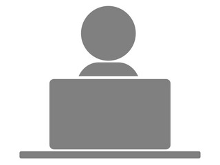 パソコン操作中の人のシルエットアイコン