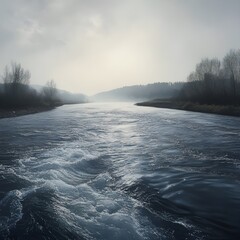 A wide, large river that flows gently