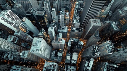 Urban nightscape city center aerial view metropolitan environment high angle modern architecture for seo impact