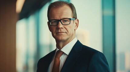 Corporate executive leadership modern office portrait photography professional environment close-up view confidence in business