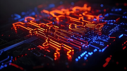 Glowing Circuit Board, Technology, Abstract, Data Flow, Digital, Background,  Tech, Innovation