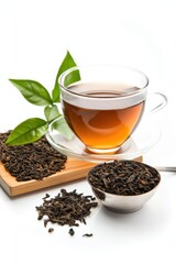 Tea leaves and ingredients to make a tasty tea drink.