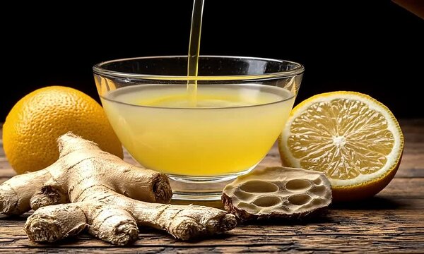 Refreshing ginger and lemon drink