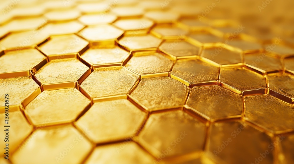 Poster abstract golden hexagon pattern background.