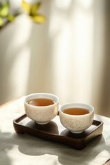 Fototapeta premium Hot tasty tea is served. Healthy drink. Relaxation.
