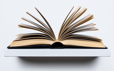 Naklejka premium Open Book on White Shelf