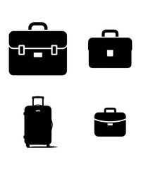 Various Bag Silhouettes Briefcases and a Suitcase Icon