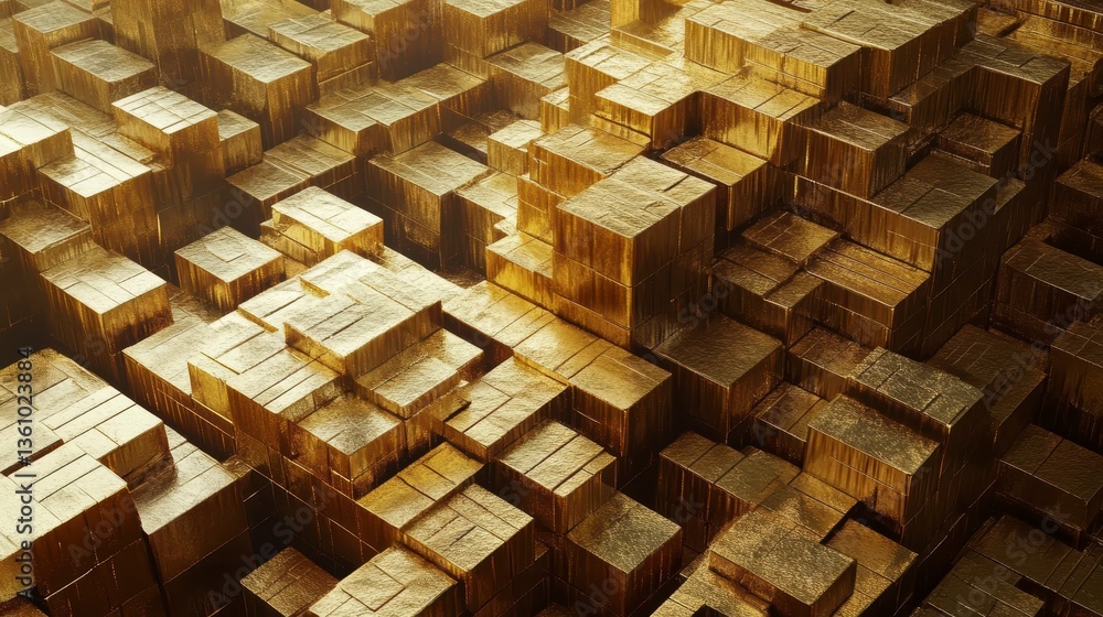 Aufkleber abstract golden cube structure.