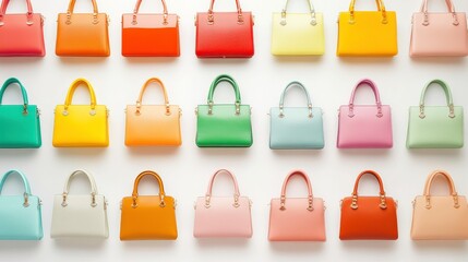 Colorful Handbags Displayed in Stylish Arrangement