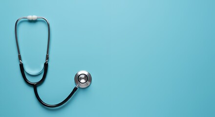 Medical stethoscope on blue background showcasing diagnostic healthcare