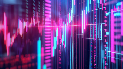 Dynamic financial market trends digital trading platform data visualization virtual environment abstract view investment concepts