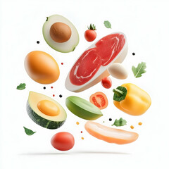 Naklejka premium Vibrant 3D Food Icons – From Fast Food to Desserts