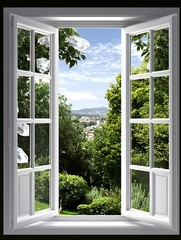 Open Window Cityscape View
