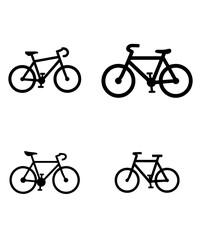 Various Bicycle Silhouettes in Black and White Design