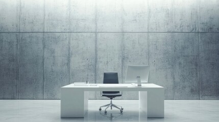 Minimalist Office Space with Modern Desk and Black Chair in Bright, Contemporary Environment