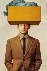 Exploring creativity through surrealism in a minimalist magazine cover focused on the brain with captivating color contrasts