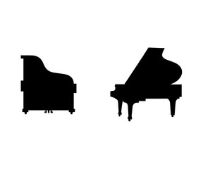 Silhouettes of Upright and Grand Pianos in Contrast