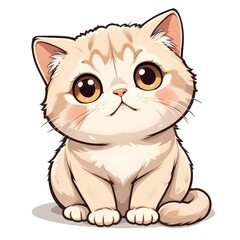 Adorable Cream Tabby Kitten Illustration: A Charming Digital Painting of a Cute British Shorthair