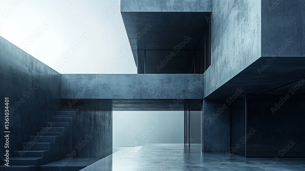 Aufkleber abstract concrete structure with modern architecture design, and minimalist concept