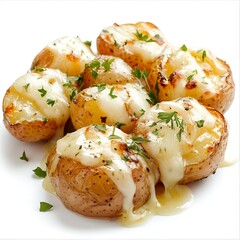 Delicious Baked Potatoes Topped with Melted Cheese and Parsley A perfect side dish or meal