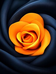 Orange Rose on Dark Fabric