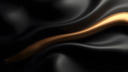 Obraz premium Smooth black satin waves with a subtle blue light flow