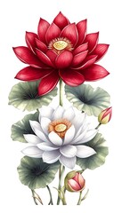 Red & White Lotus Bouquet