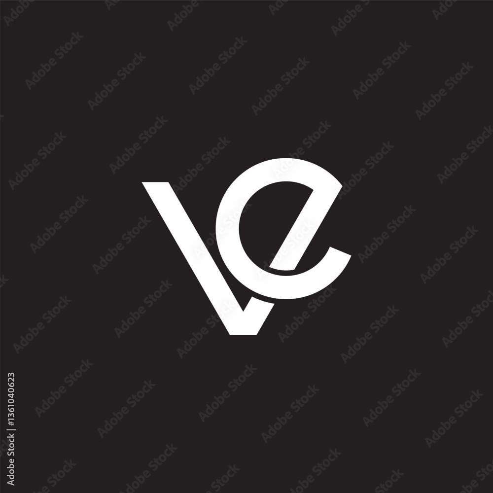 Poster letter vc linked loop simple geometric logo vector