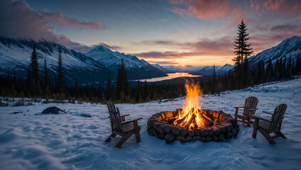 campfire in winter