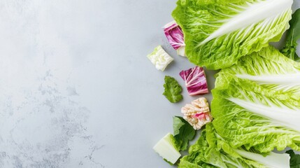Freshly sliced raw lettuce on a bright background perfect for healthy meal preparation and recipe inspiration
