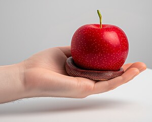Red Apple on Hand, Studio Shot