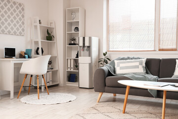 Interior of living room with modern water cooler