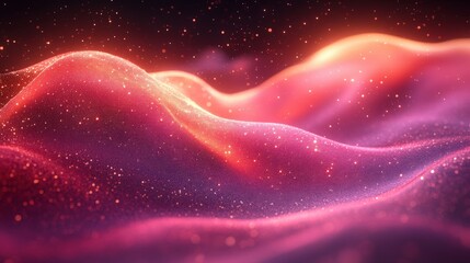 Obraz premium Dreamy Abstract Waves with Sparkles in Soft Red and Purple Tones