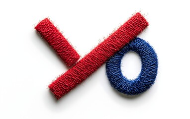 Red Blue Yarn X Mark
