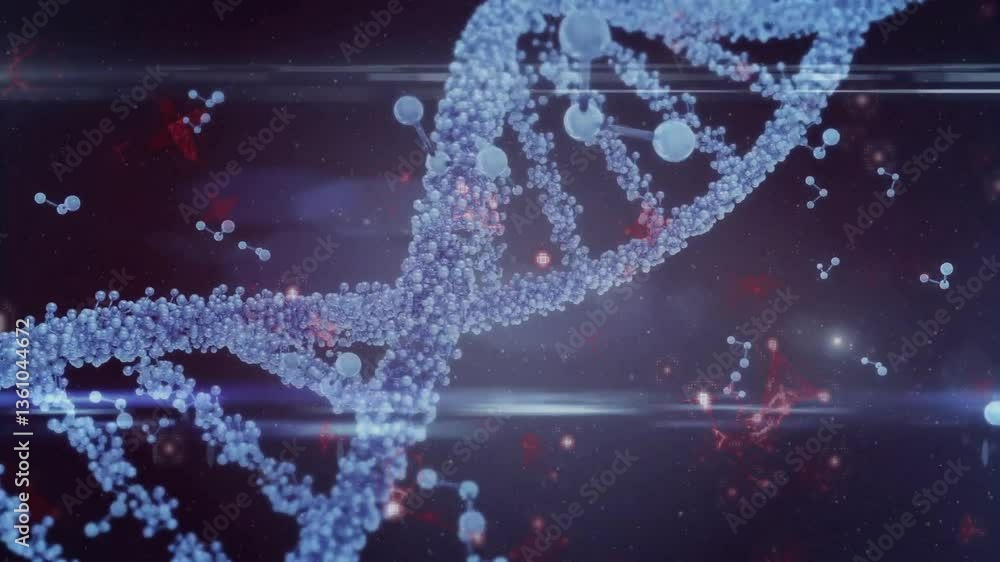 Aufkleber processing scientific data, dna strand and binary coding in animated illustration