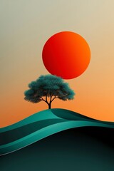 Creative exploration of surrealism in minimalist design featuring vibrant colors and imaginative landscapes