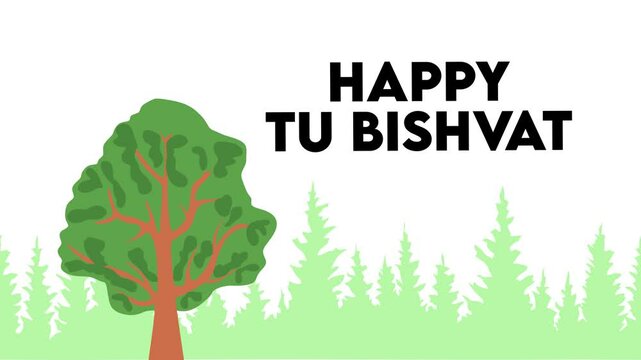 happy tu bishvat day with green plants