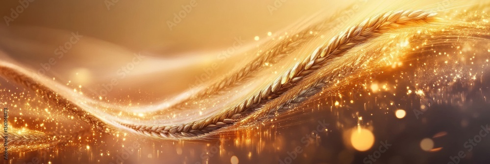 Poster Golden wheat transforms into glowing energy waves in a surreal abstract landscape filled with smooth gradients and dreamlike atmosphere Generative AI