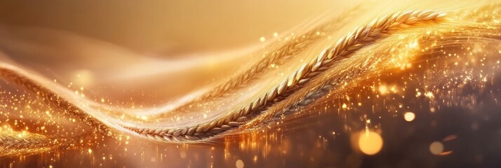 Golden wheat transforms into glowing energy waves in a surreal abstract landscape filled with smooth gradients and dreamlike atmosphere Generative AI